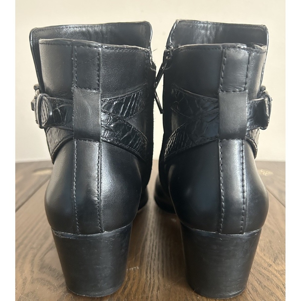 Coach Paulina Womens 7.5B Black Leather Classic Boots Booties Ankle Buckle - Picture 4 of 14